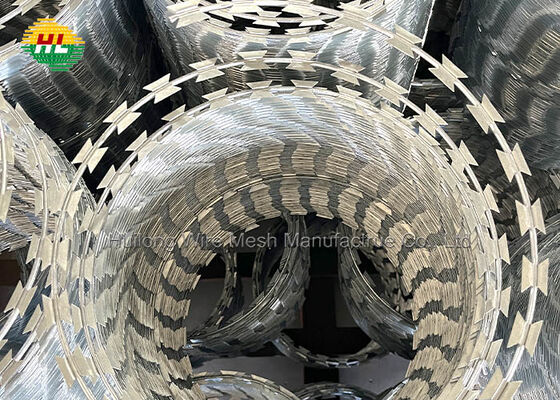 1.1m Hot Selling Hot Dipped Galvanized Steel Egoza Coil  Bto-18 Roll Concertina Razor Barbed Wire