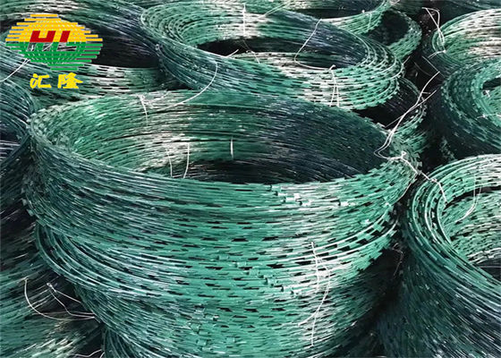 سیم خاردار Concertina با روکش پی وی سی سبز ضد خوردگی 1400-1500MPA