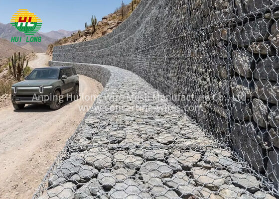 جعبه گابیون گالوانیزه موجود در انبار سه پیچ پروژه های مهندسی دیوار حائل حفاظت از شیب ارسال سریع