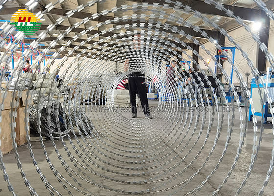 Razor Garden Wire Garden Gardence Security، Clipped Concertina Razor Wire Galvanized Steel 300MM