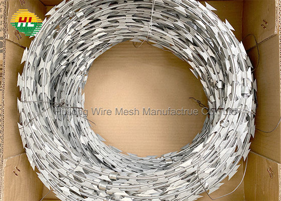 HUILONG 150FT Concertina Barbed Wire Razor Wire، BTO 22 Flat Wrap Razor Wire
